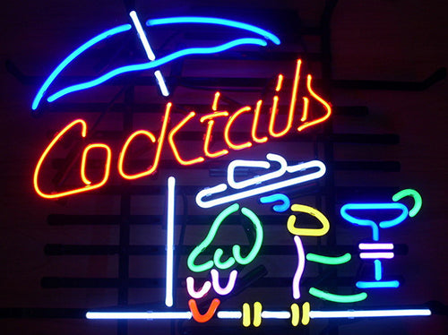 "Cocktails, Papegoja, Cocktail" Neonskylt