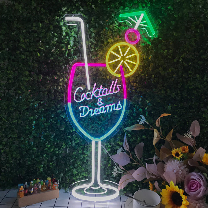 "Cocktails & Dreams" Mini Neonskylt