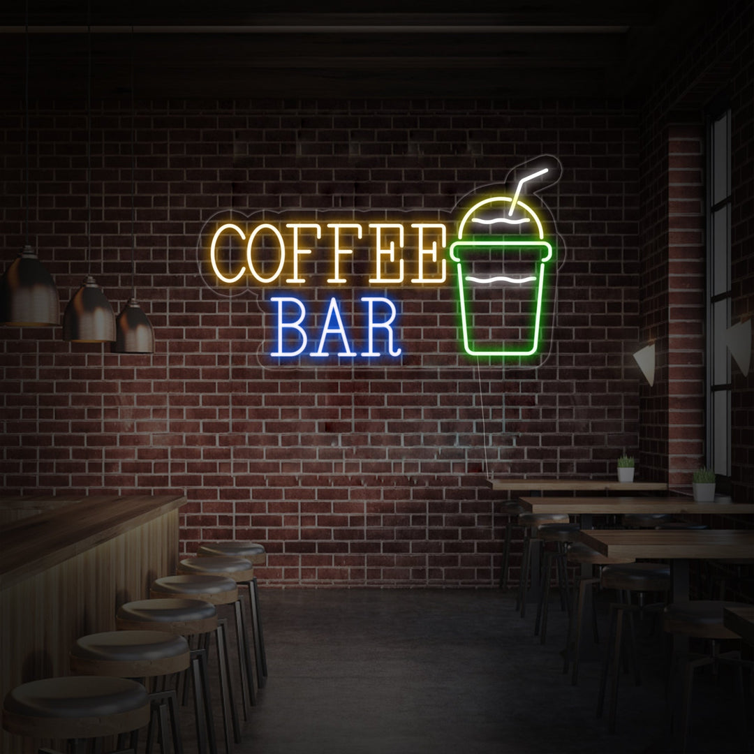 "Kaffekopp, Coffee Bar" Neonskylt