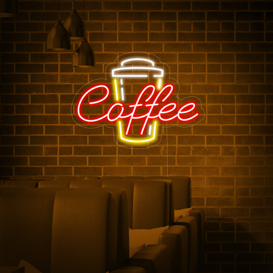 "Coffee, kaffekopp" Neonskylt