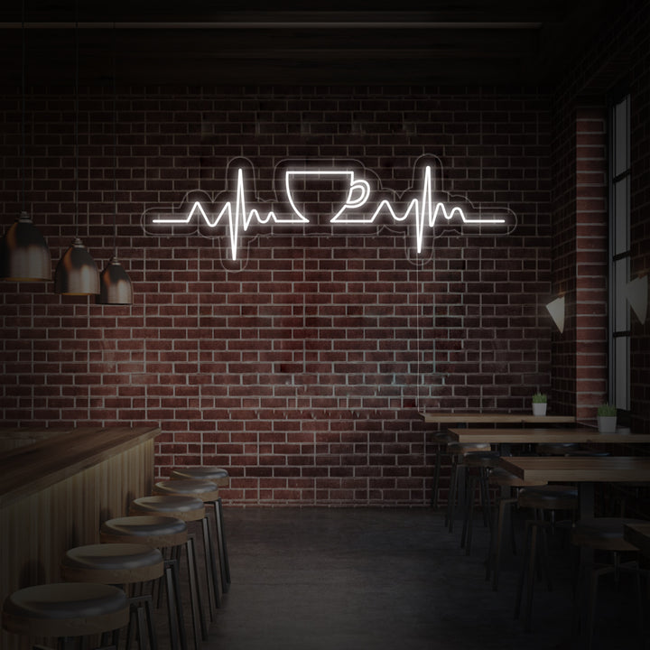 "Kaffe Hjärtslag" Neonskylt