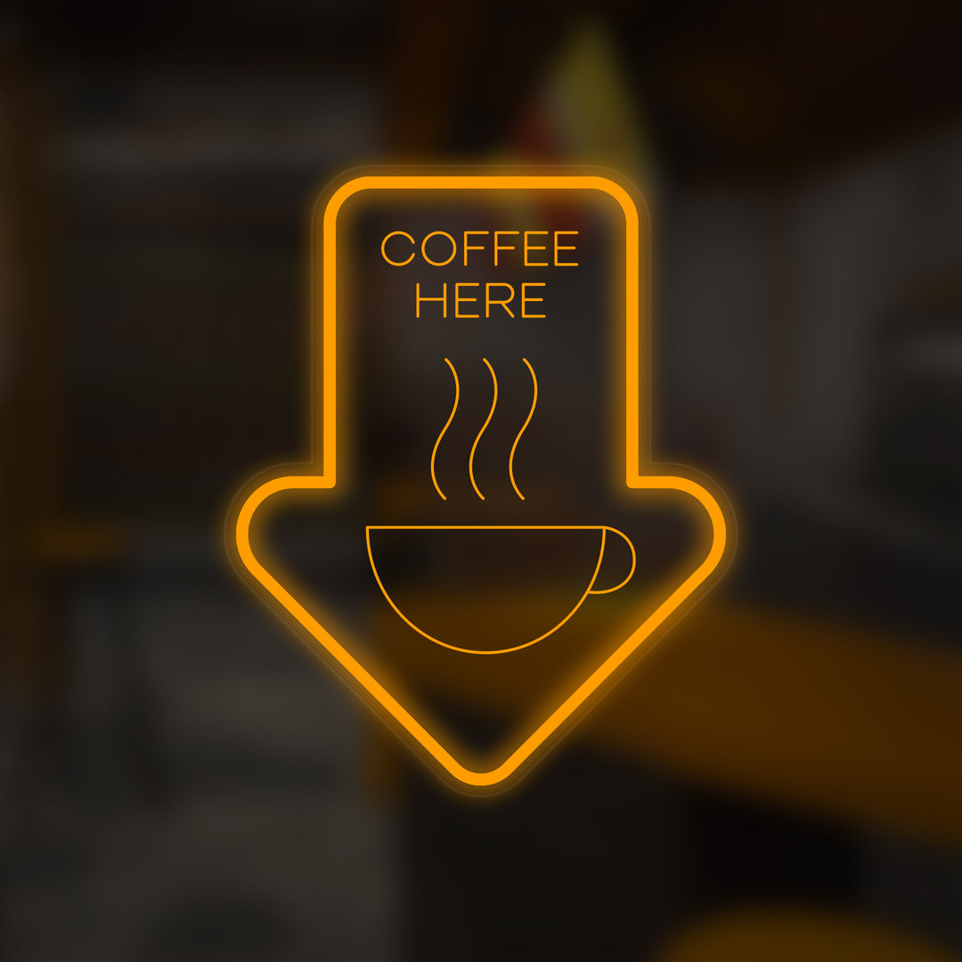 "Kafé Coffee Here" Mini Neon Skylt