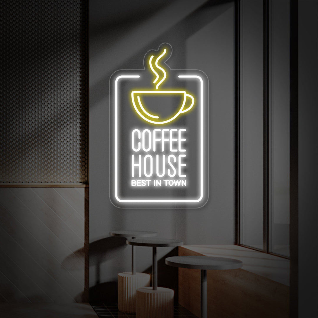 "Coffee House Best In Town" Neonskylt