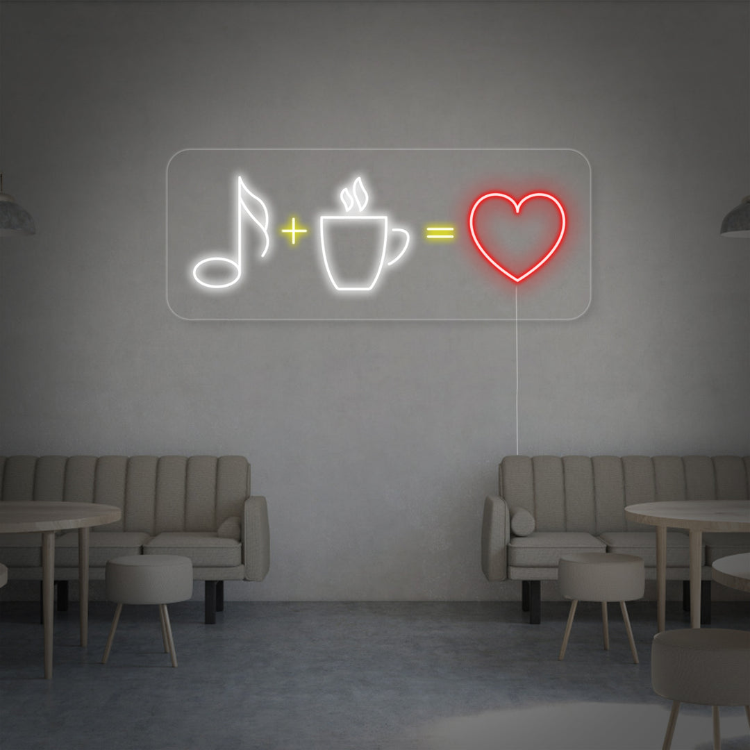 "Kaffe Musik Kärlek" Neonskylt