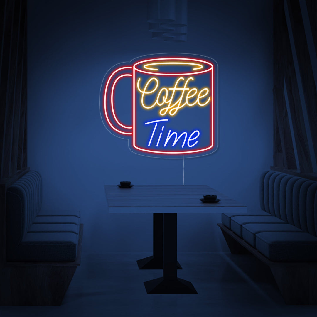 "Kopp, Coffee Time" Neonskylt