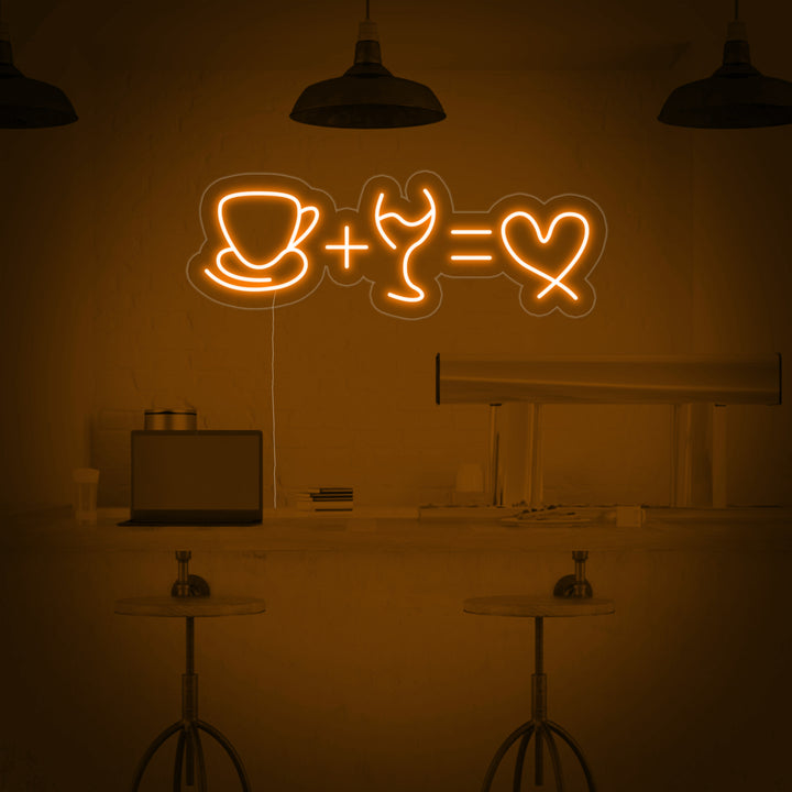 "Kaffe Vin Kärlek" Neonskylt