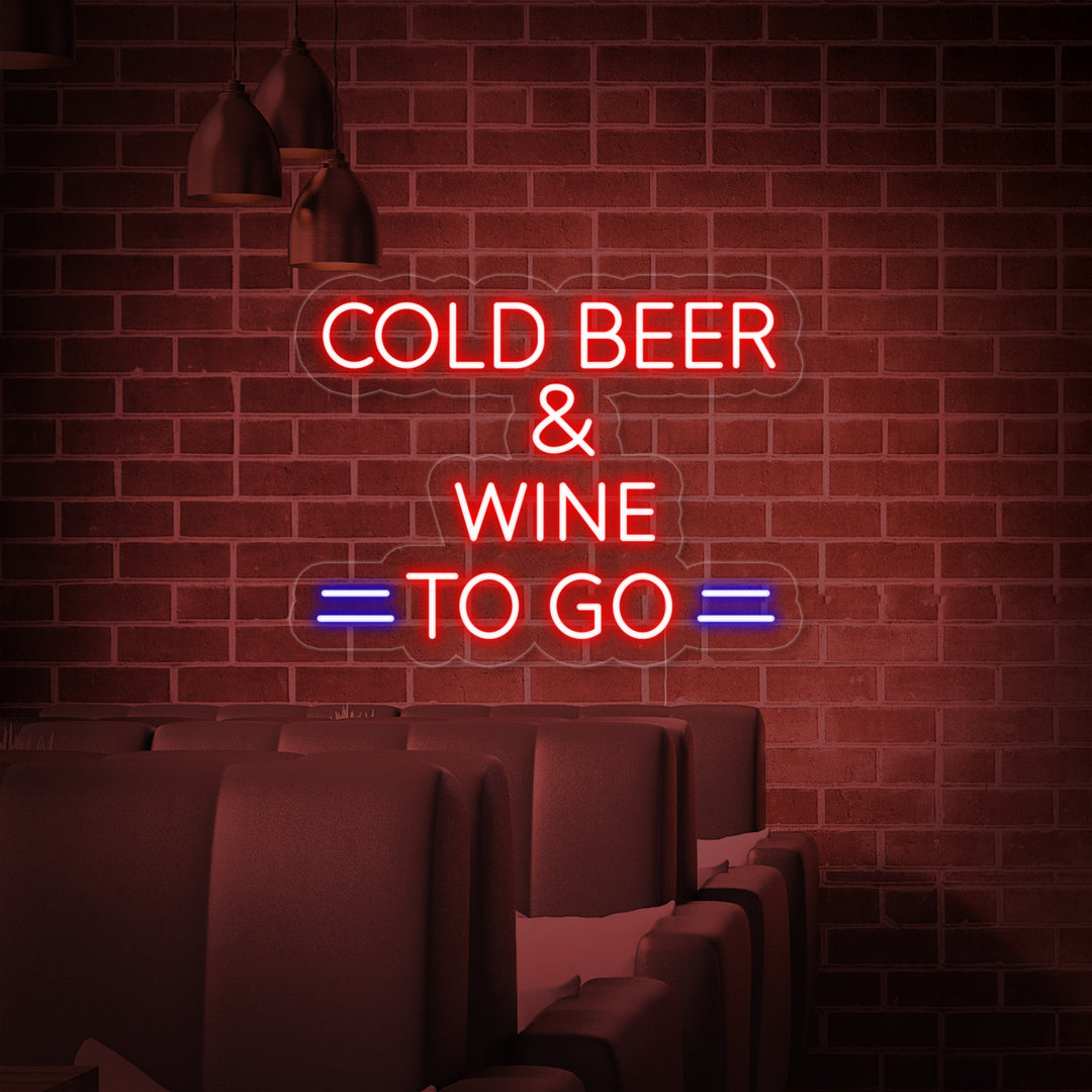 "Cold Beer And Wine To Go" Neonskylt