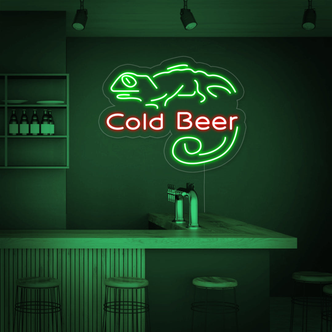 "Cold Beer Bar, Bar" Neonskylt