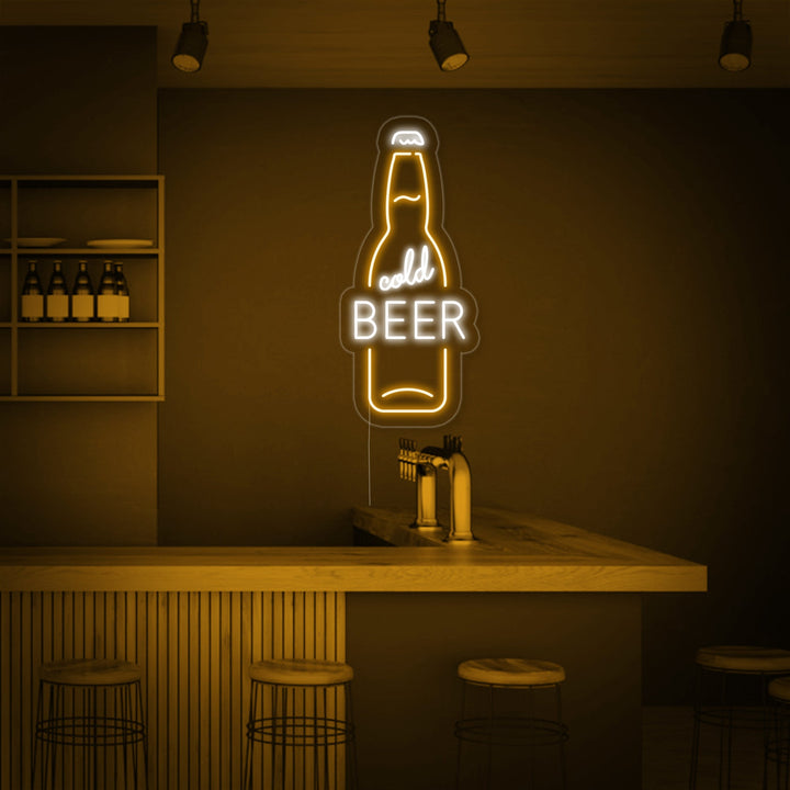 "Cold Beer Ölflaska Bar" Neonskylt