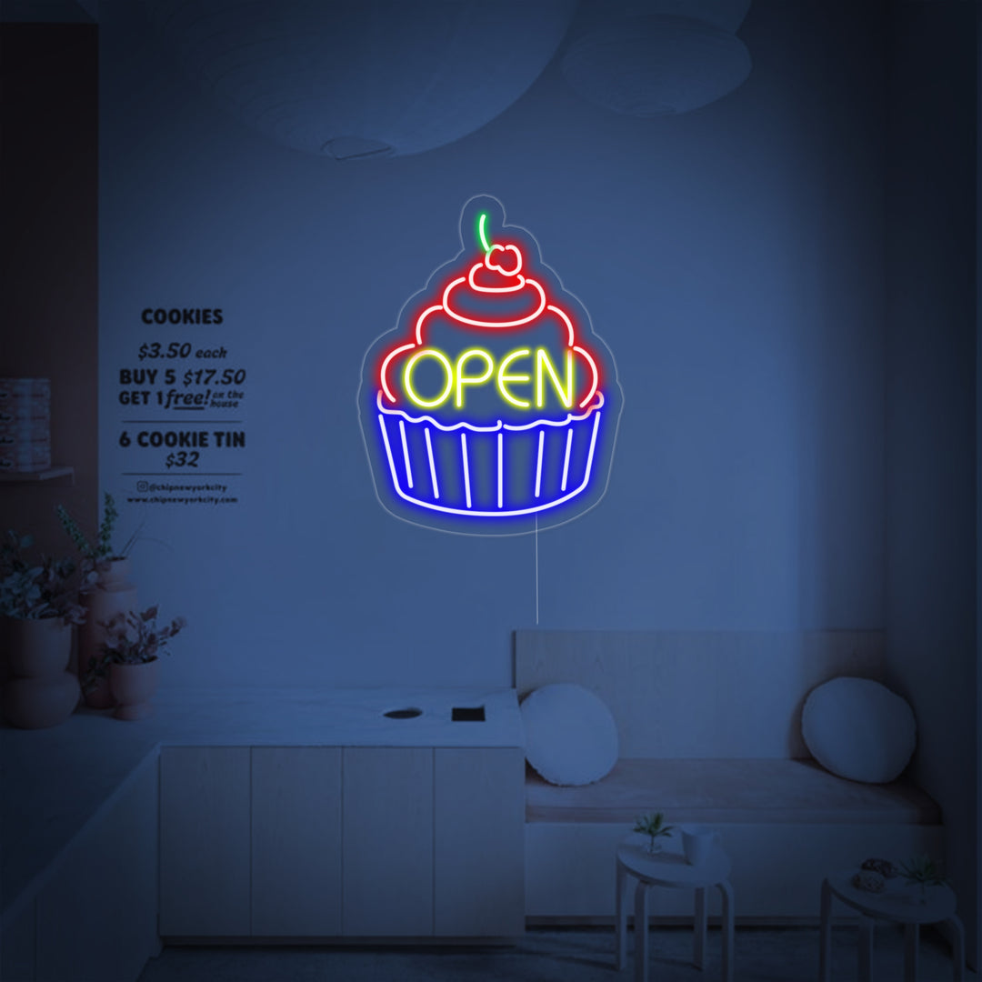"Cupcake Open" Neonskylt
