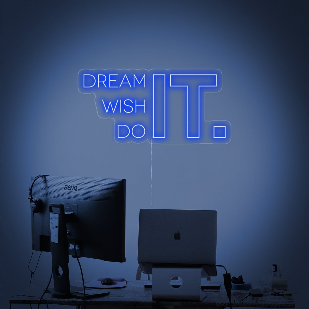 "Dream It Wish It Do It, Gymdekor, Gymcitat, Fitnesscitat, Träningscitat" Neonskylt
