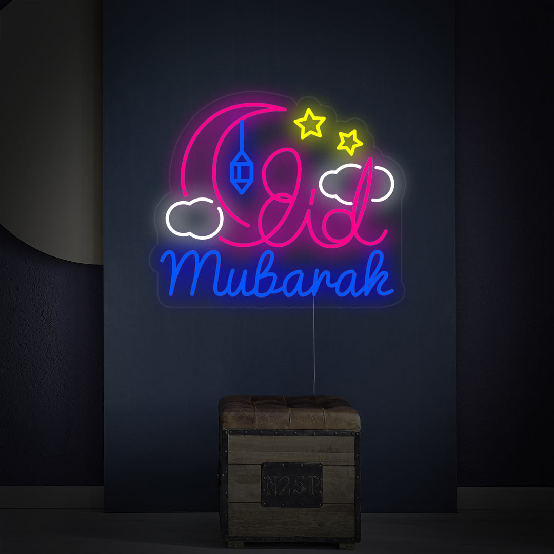 "Eid Mubarak" Neonskylt