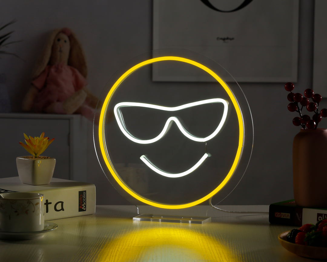 "Emoji Leende" Skrivbords LED Neonskylt