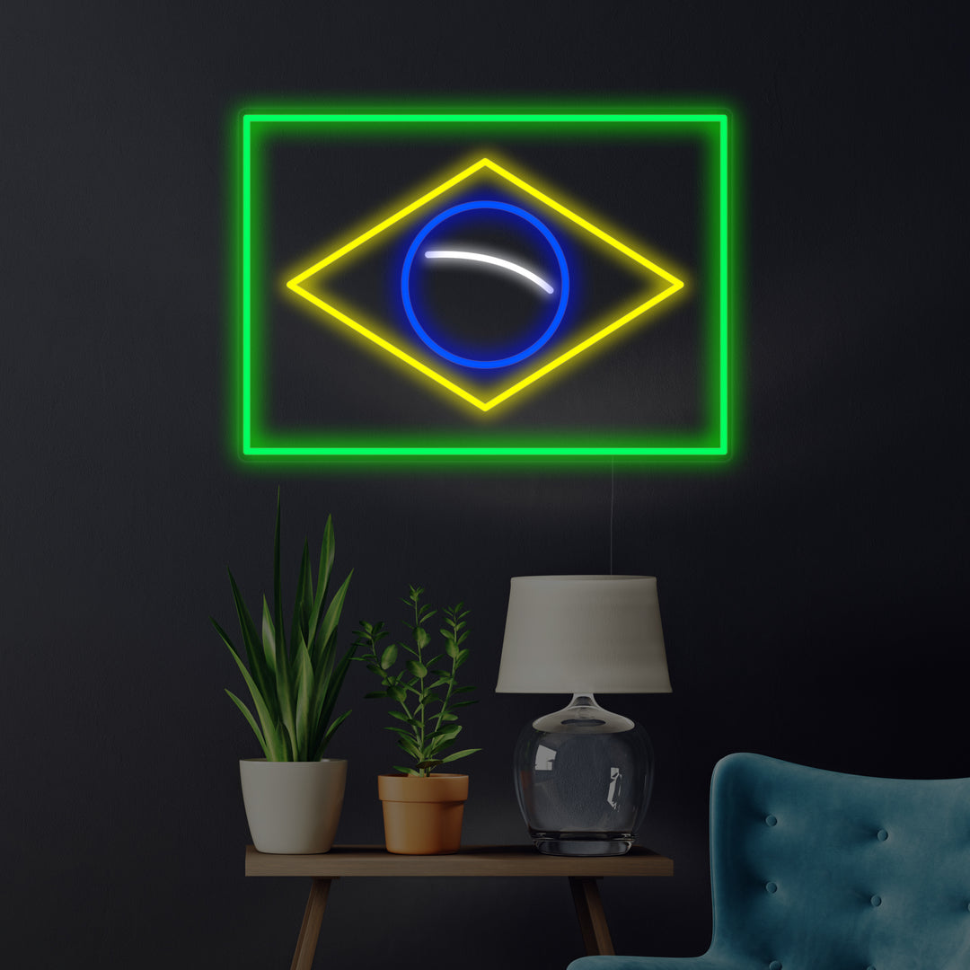 "Brasiliens Flagga" Neonskylt