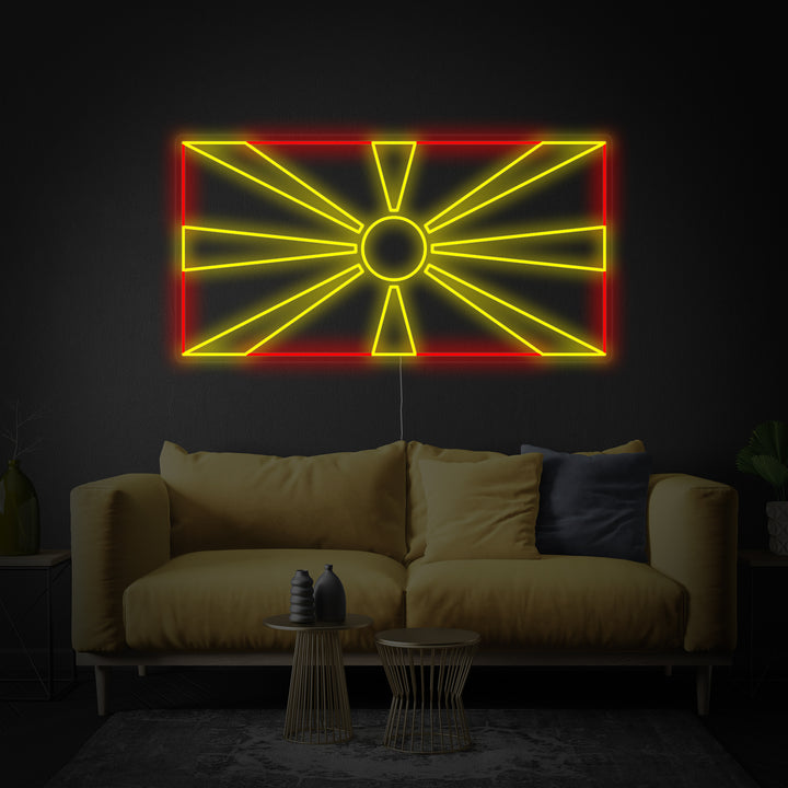 "Nordmakedoniens Flagga" Neonskylt