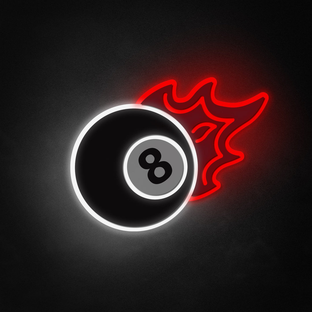 "Flaming Eight Ball" Neon Like