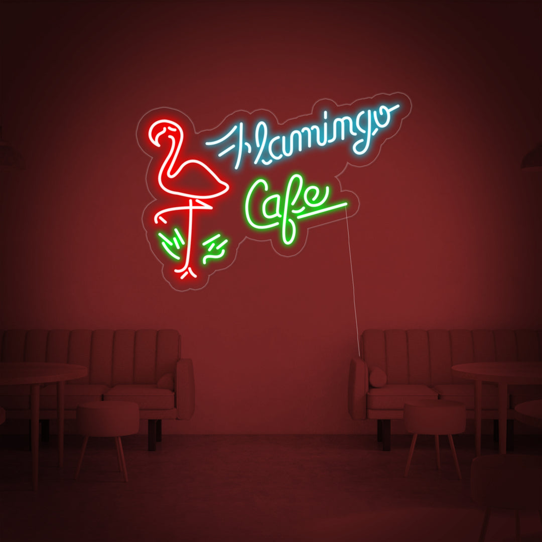 "Flamingo Cafe, Affär" Neonskylt