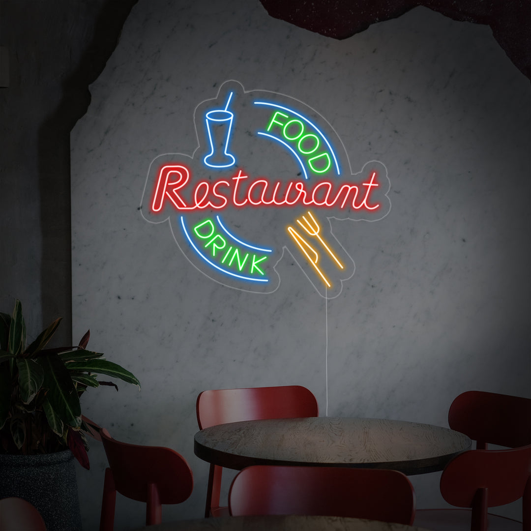 "Food And Drink Restaurant" Neonskylt