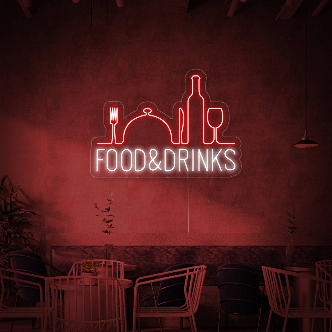 "Food and Drinks, Bar, restaurang" Neonskylt