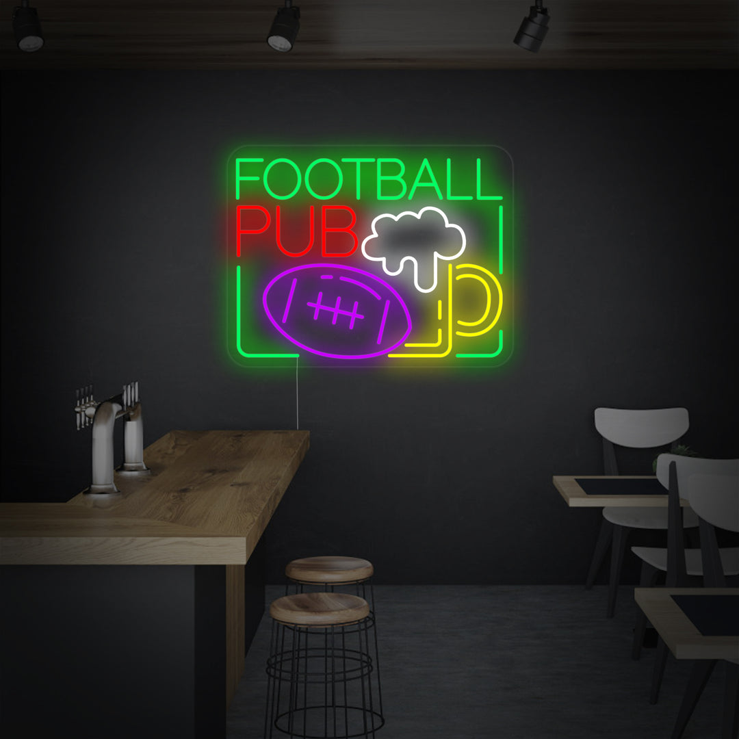 "Öl, Football pub" Neonskylt