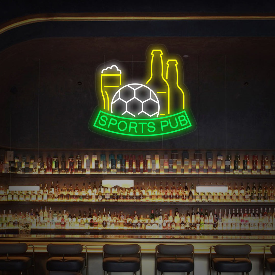 "Fotboll, öl, Sports Pub" Neonskylt