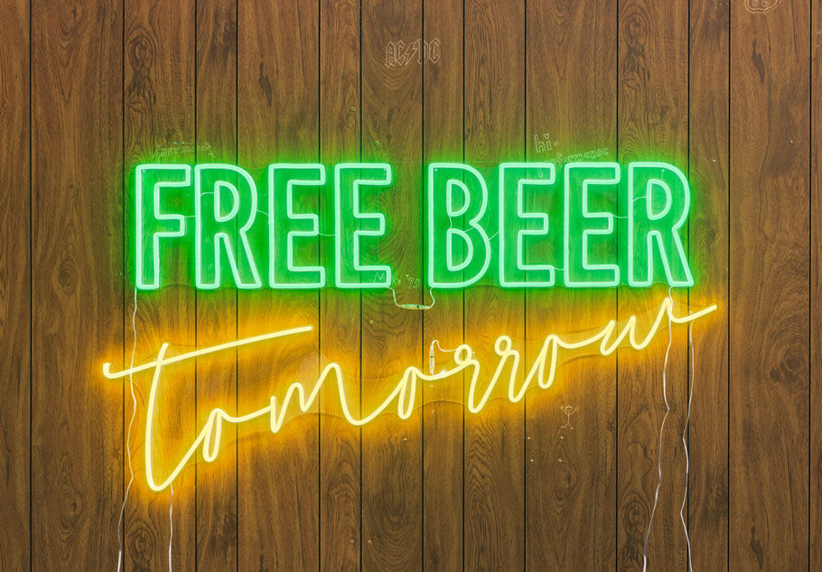 "Free Beer Tomorrow" Neonskylt
