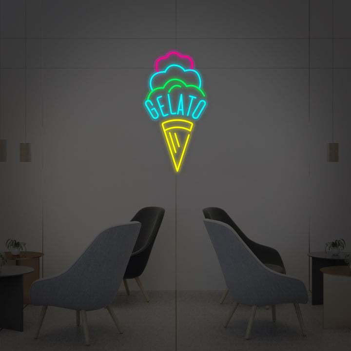 "Gelato, Glass" Neonskylt