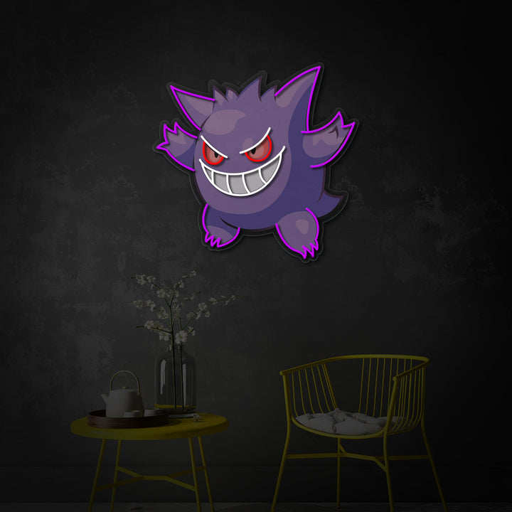 "Gengar, Speldekor" UV-tryckt LED-neonskylt