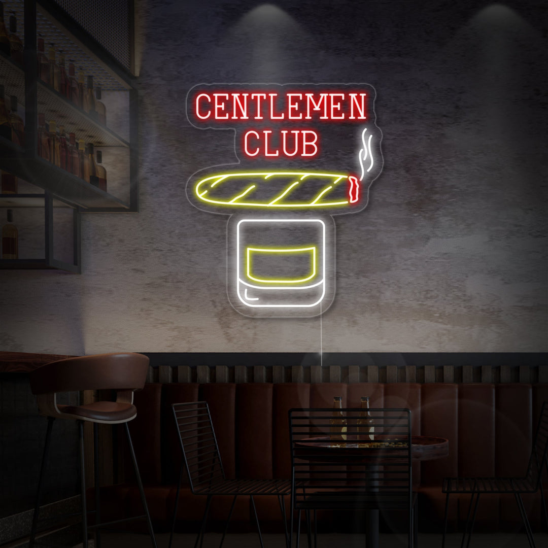 "Gentlemen Club Whisky Cigarr" Neonskylt