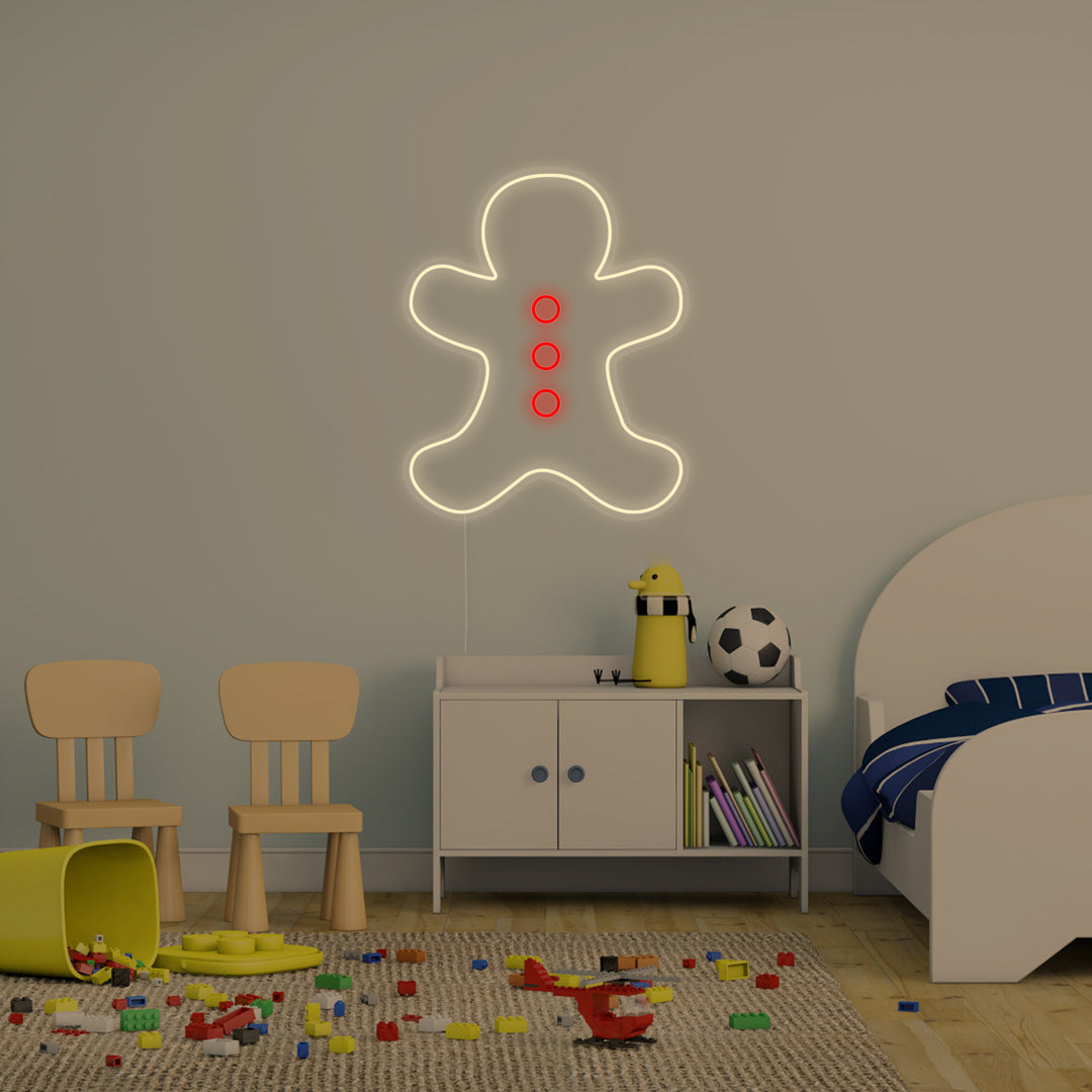 "Pepparkaksgubbe, Dekor För Barnrum" Neonskylt