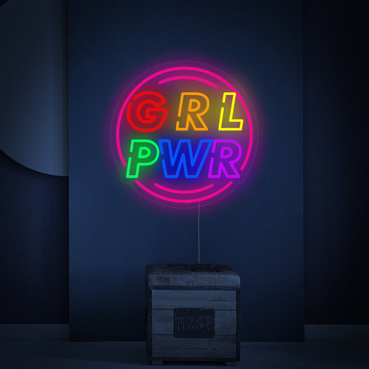 "Girl Power with Circle" Neonskylt