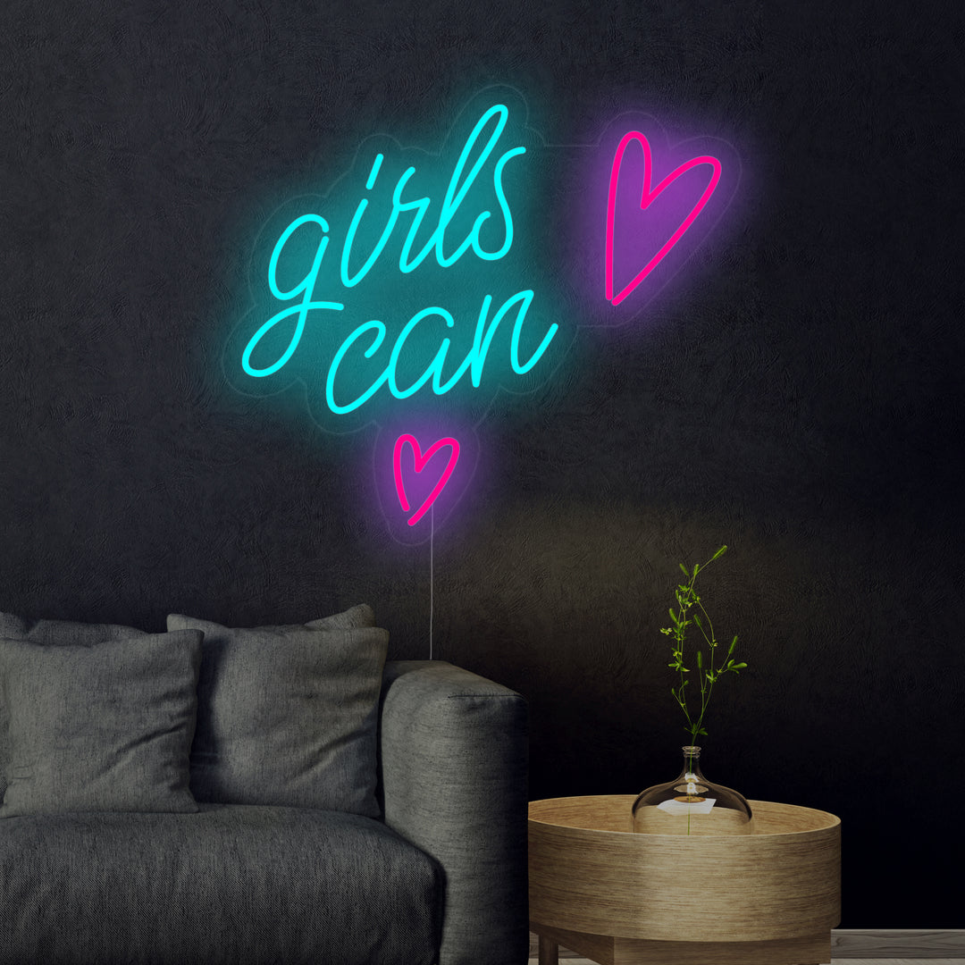 "Girls Can" Neonskylt