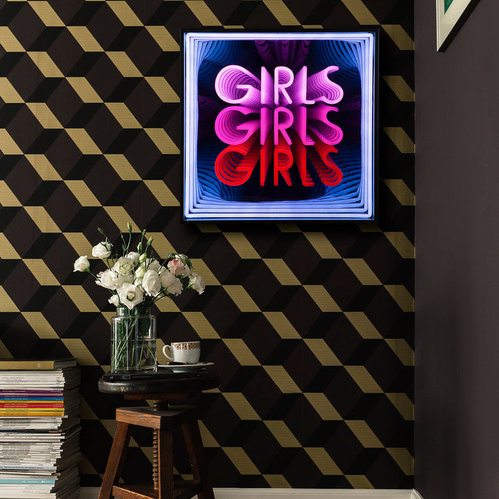 "Girls Girls Girls" 3D Infinity LED Neonskylt