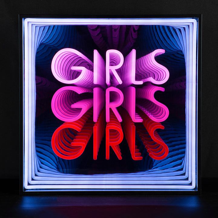 "Girls Girls Girls" 3D Infinity LED Neonskylt