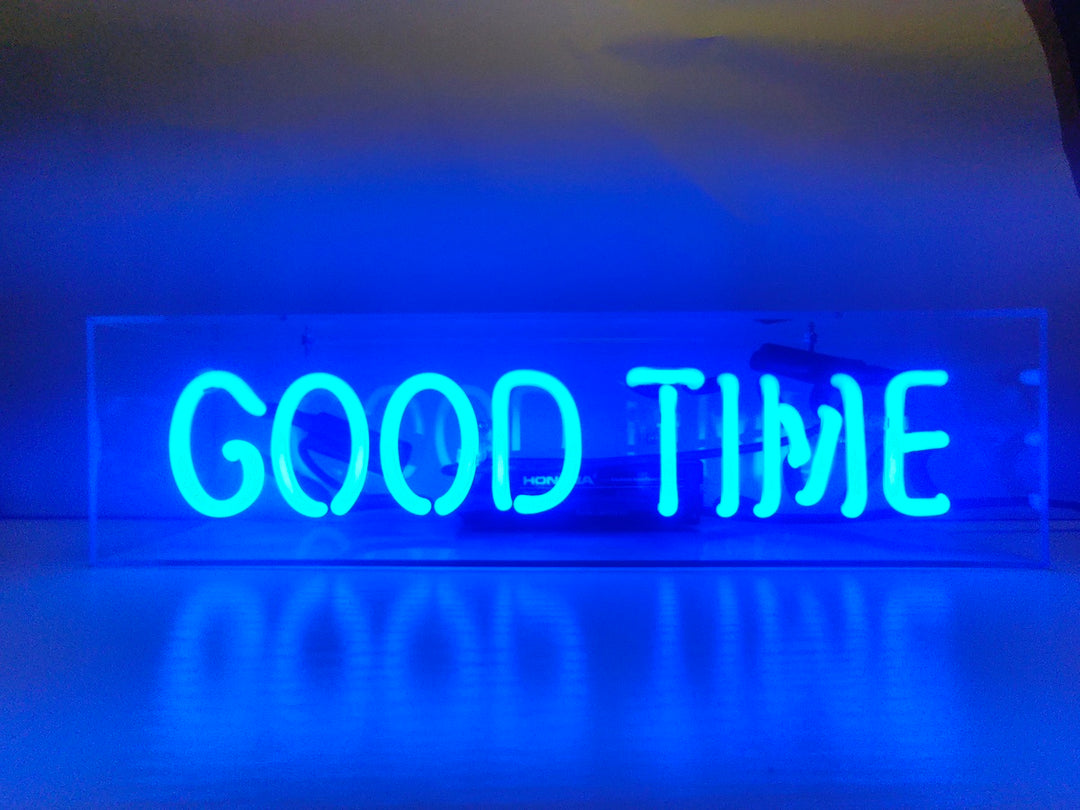 "Good Time" Akrylbox Neonskylt, Glas Neonskylt, Bord Neonskylt