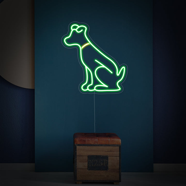 "Grön Hund, Djur" Neonskylt