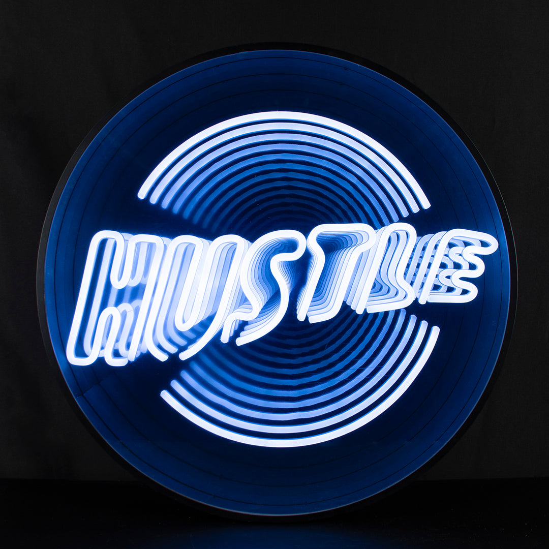 "HUSTLE" 3D Infinity LED Neonskylt