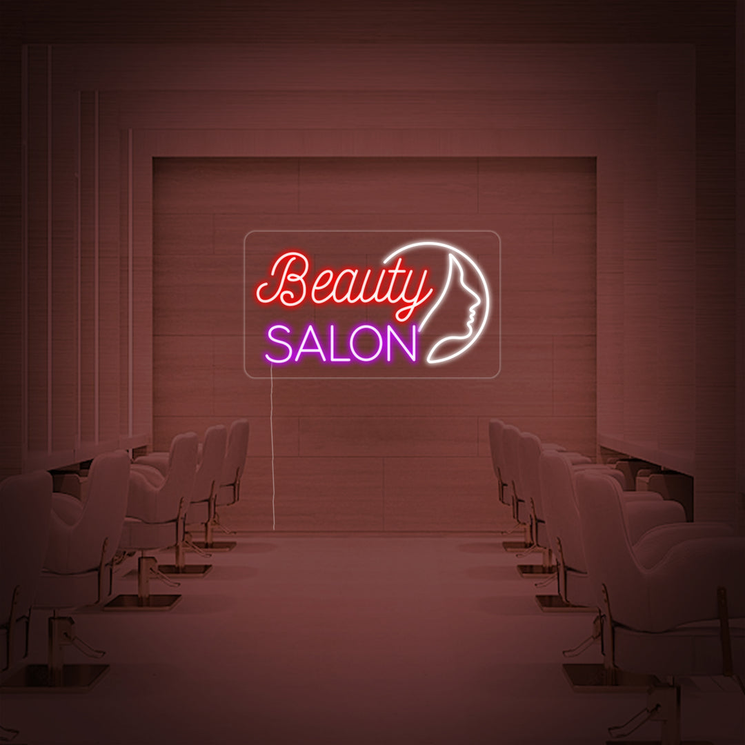 "Beauty Salon, Flickans Ansikte" Neonskylt