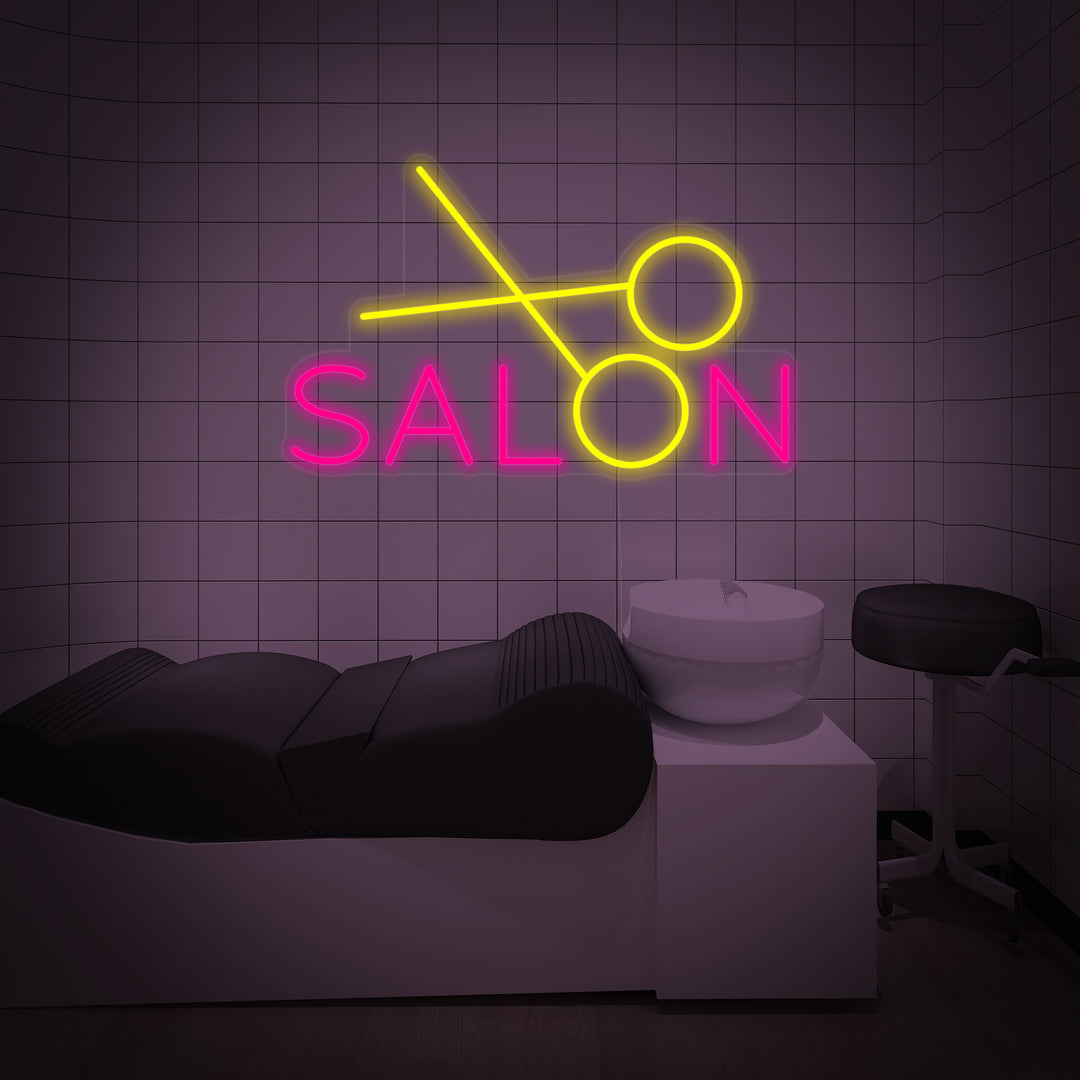 "salon, Hårsalong, Sax" Neonskylt