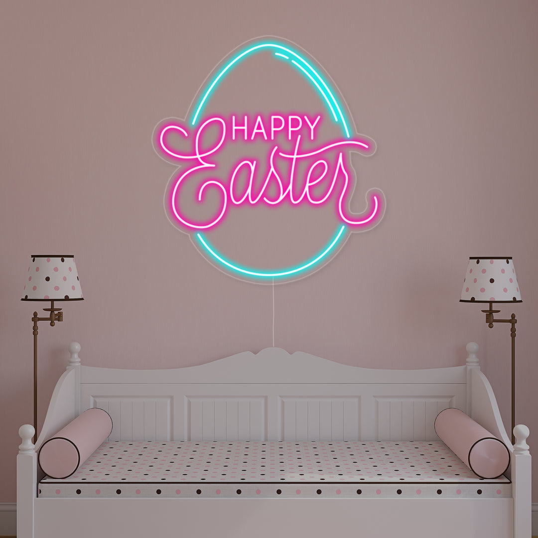 "Ägg, Happy Easter" Neonskylt