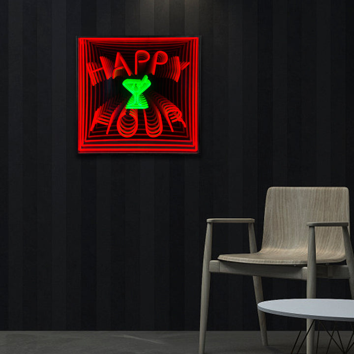 "Happy Hour" 3D Infinity LED Neonskylt