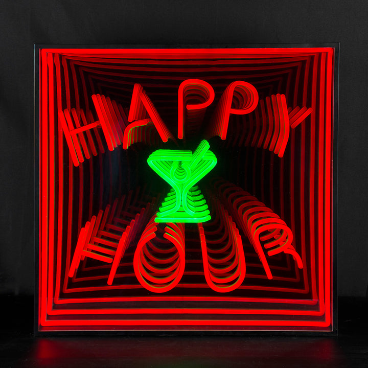 "Happy Hour" 3D Infinity LED Neonskylt