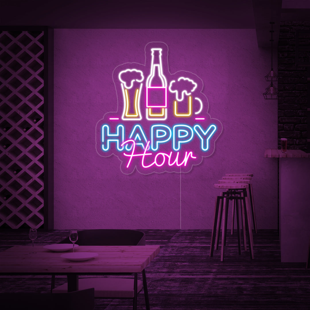 "Bar Med Happy Hour" Neonskylt