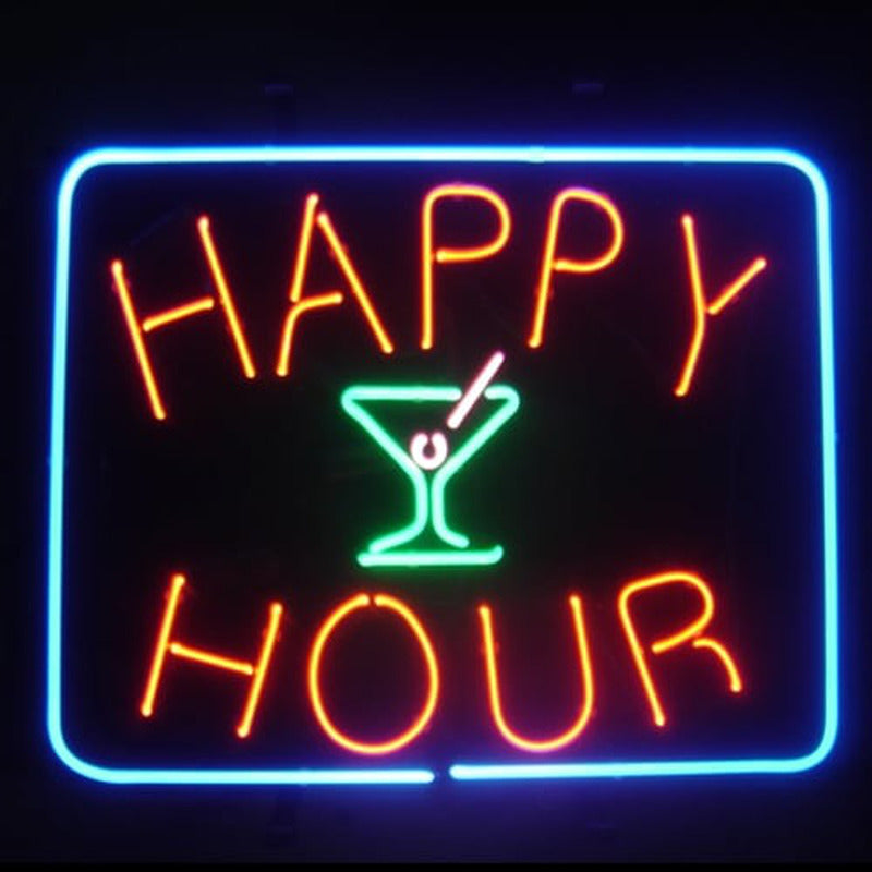 "Ölbar Med Happy Hour" Neonskylt
