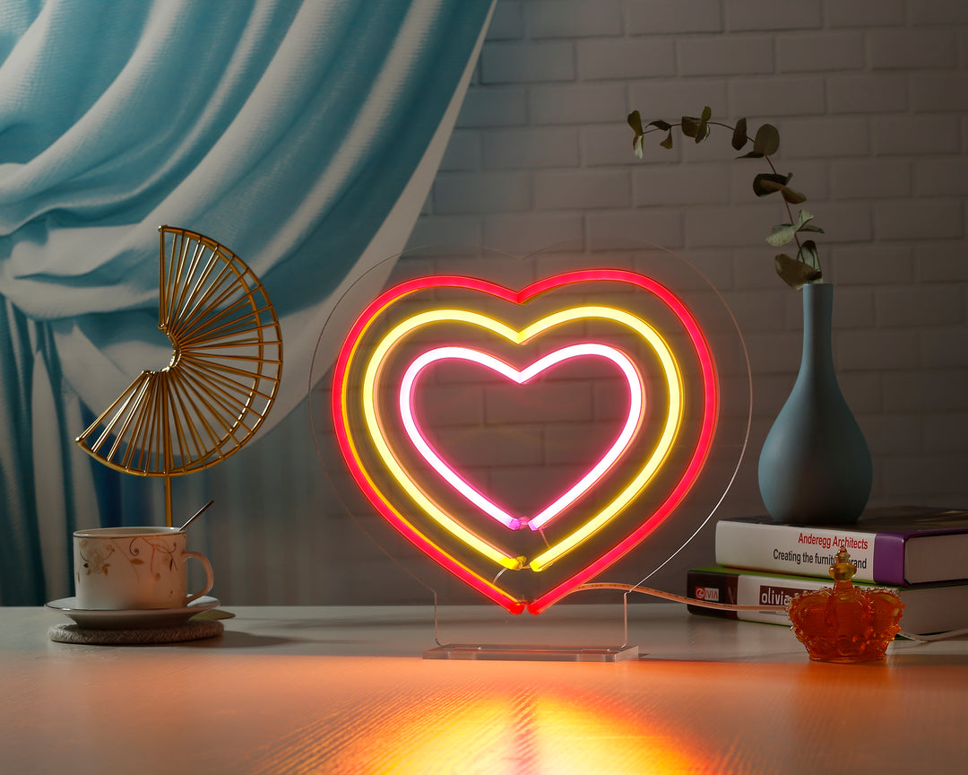 "Hjärtan" Skrivbords LED Neonskylt