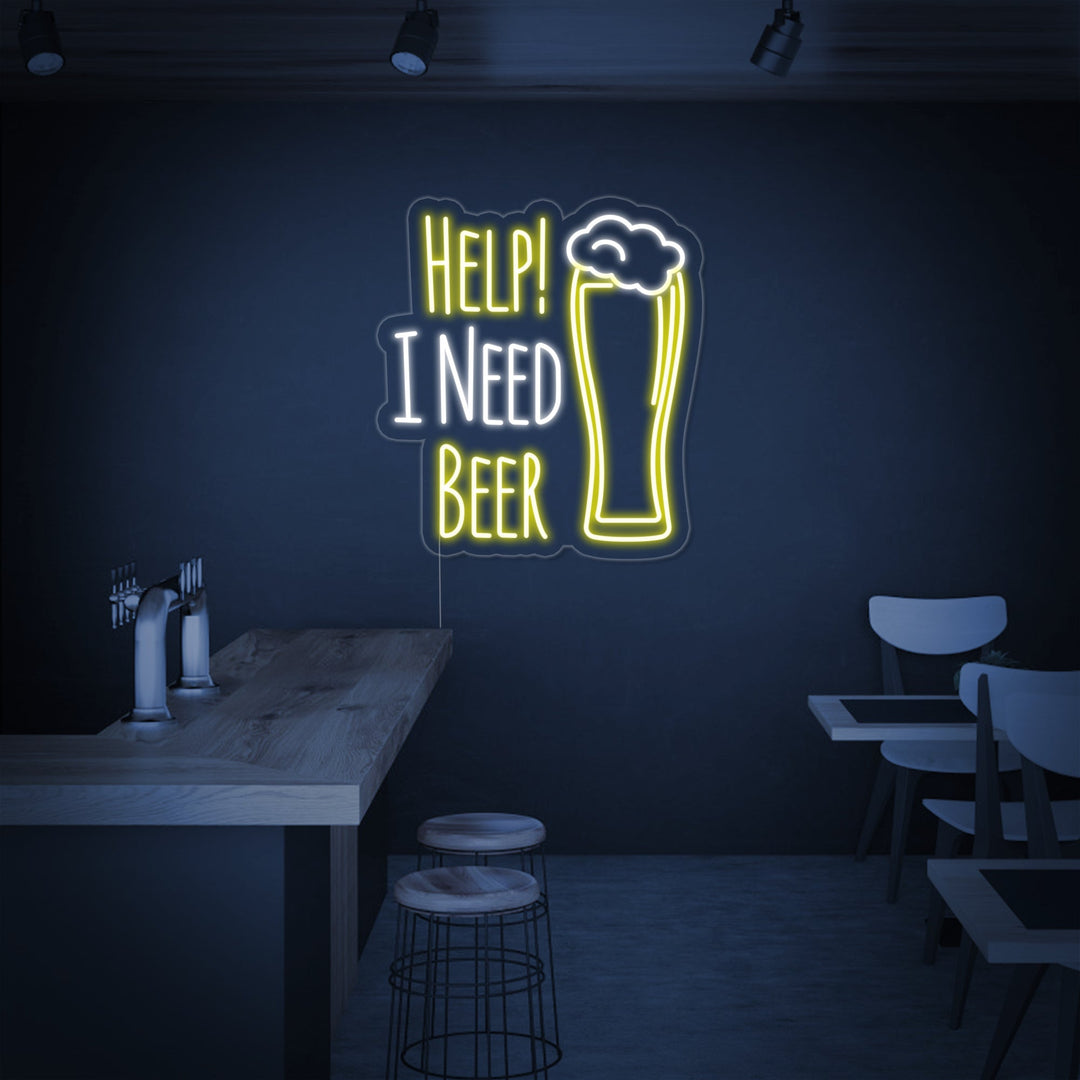 "Help I Need Beer" Neonskylt