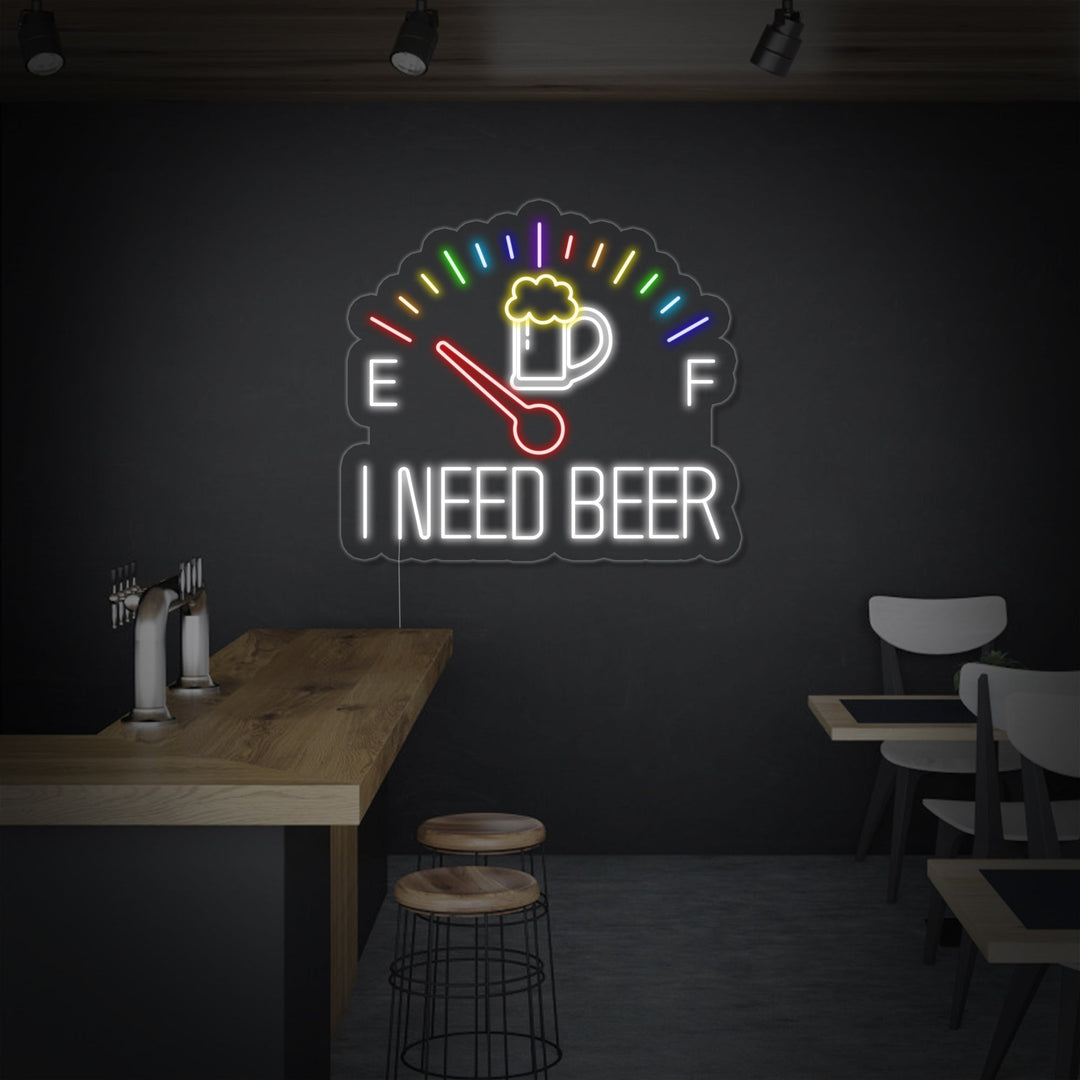 "I Need Beer Klocka" Neonskylt