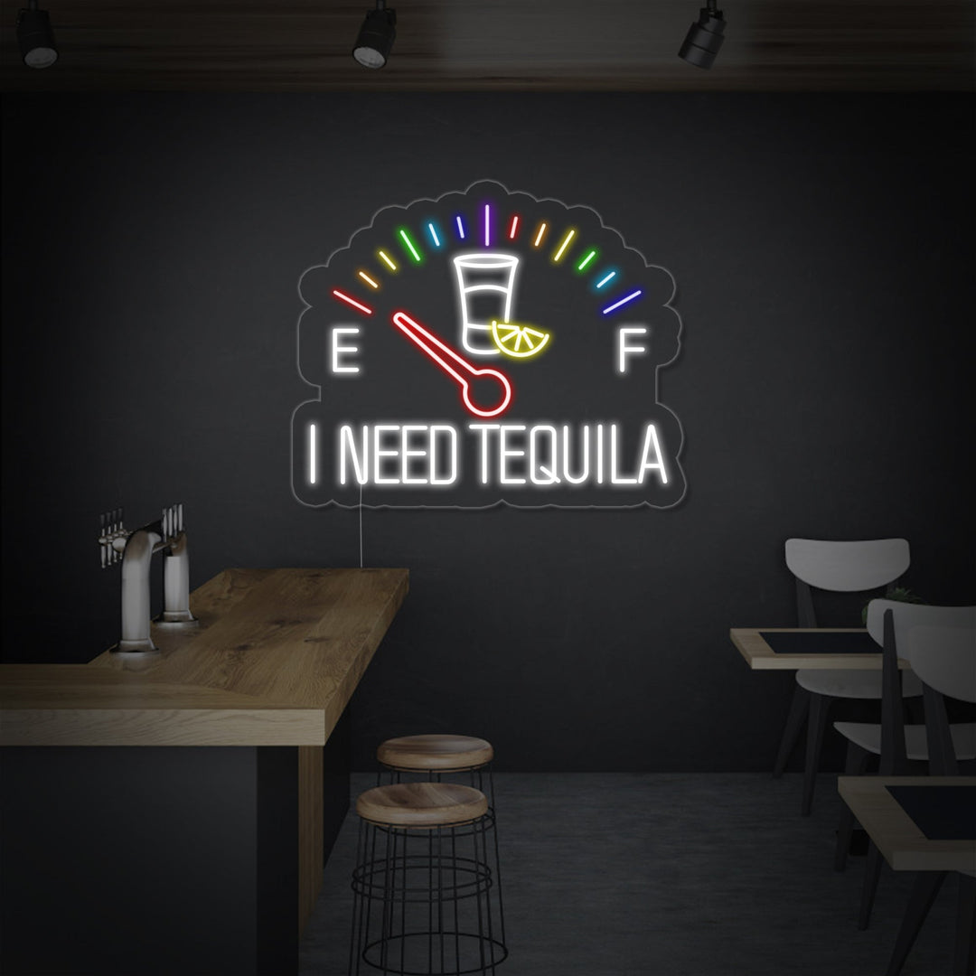 "I Need Tequila Klocka" Neonskylt