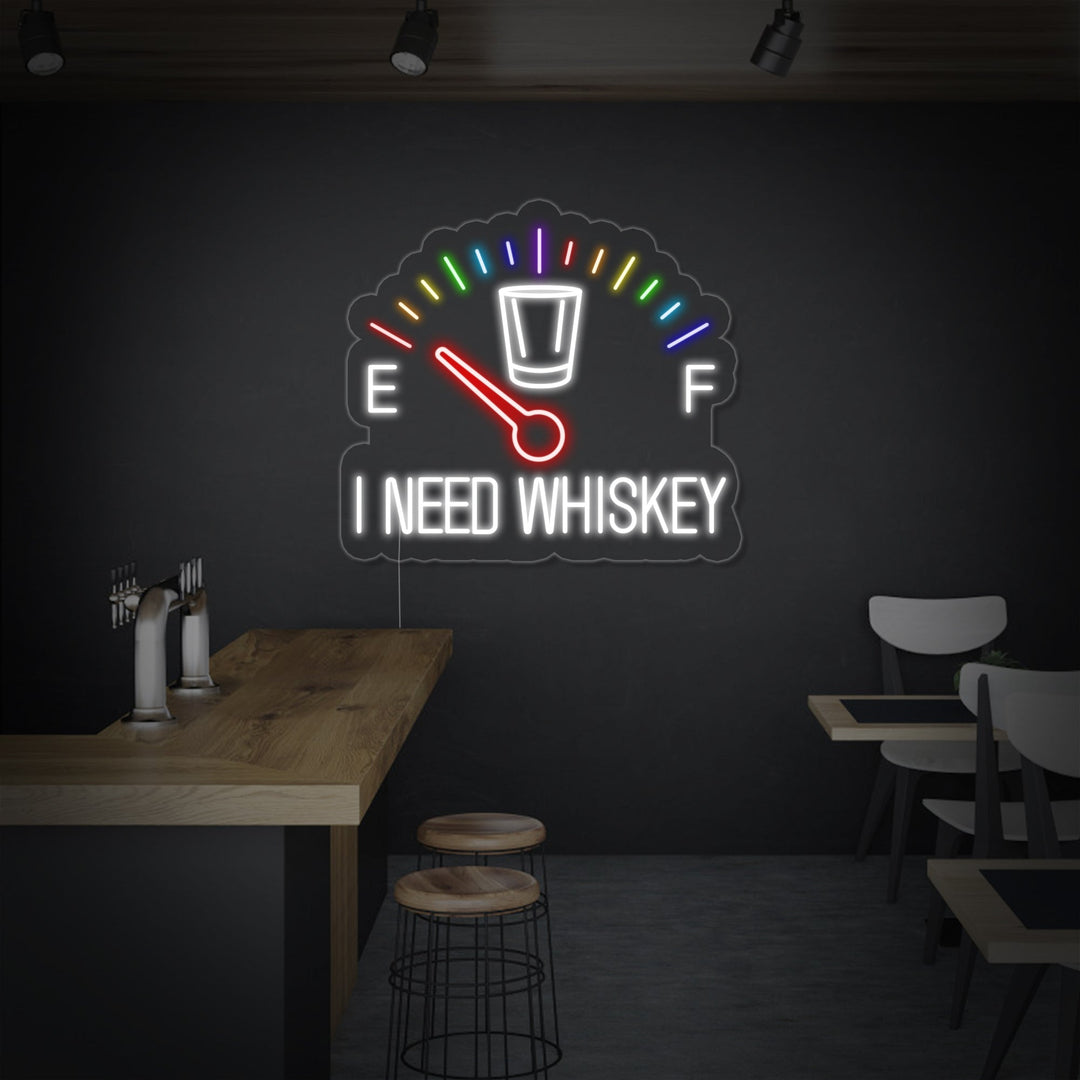 "I Need Whiskey Klocka" Neonskylt