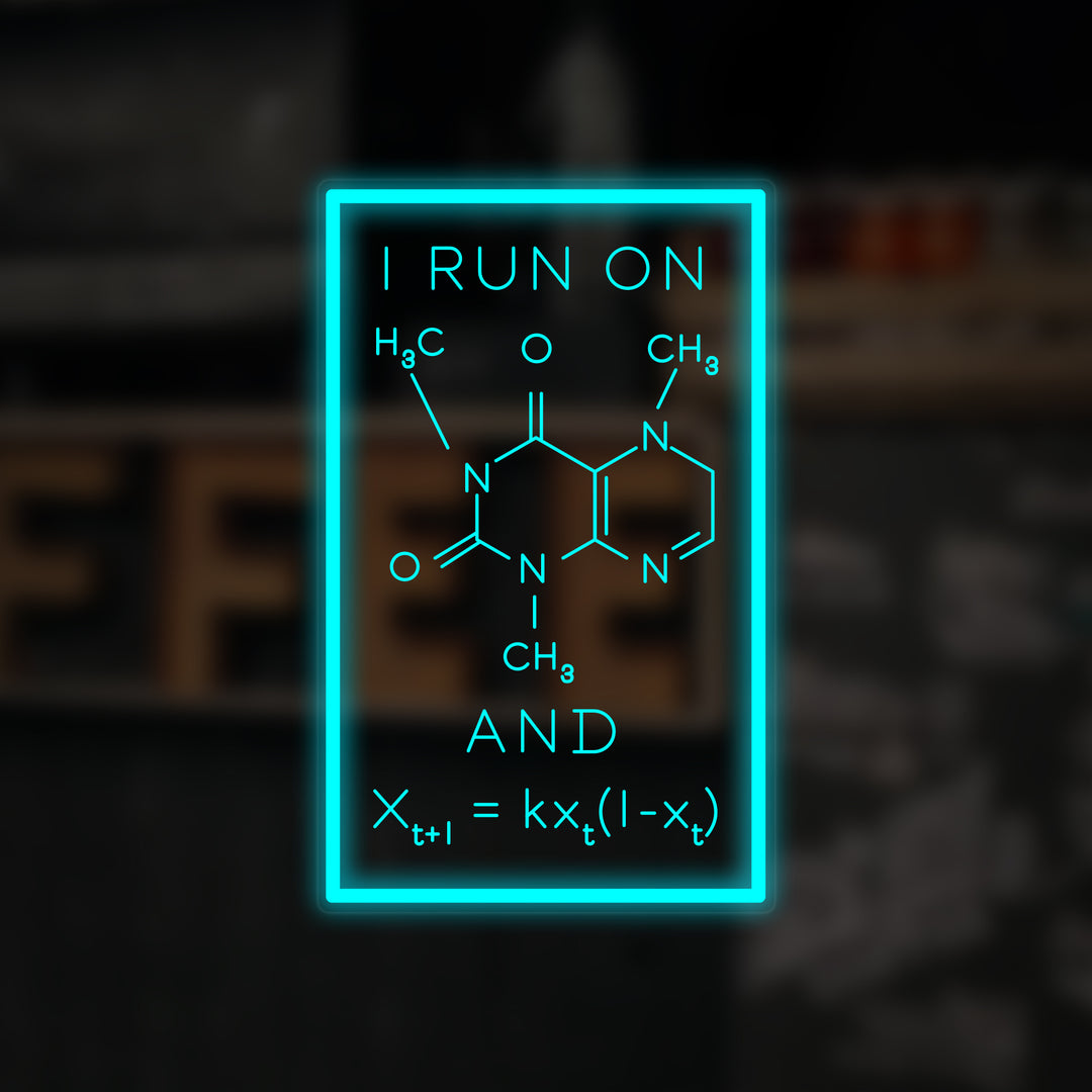 "I Run On Caffeine, Formel" Mini Neonskylt